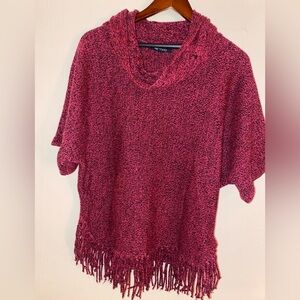 Relativity Women’s Marled Knit Fringe Poncho Sweater Shawl Size Small